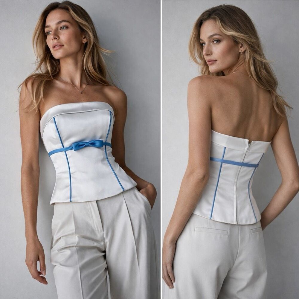 Alfred Angelo Formal Bow Bodice Tube Top 2 Coquette Chic Ballet Princess Classic